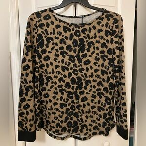 Pink Clover Leopard Long Sleeve Top Fits Like a Size Large